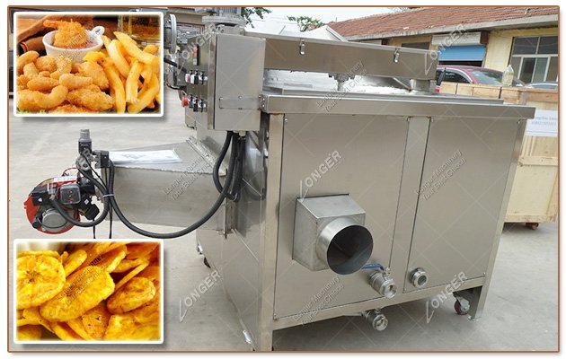 Snacks Water Oil Mixed Fryer Machine Gas Heating